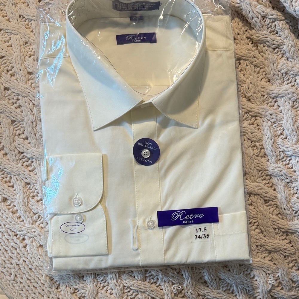 Men's Cream Dress Shirt - 17.5 34/35